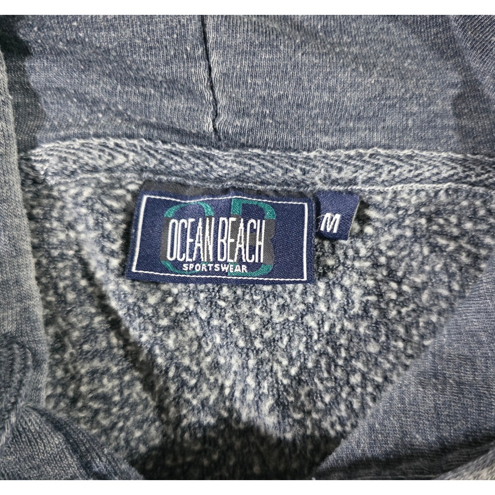 Ocean Beach Sportswear Hawks Nest Beach Acid Wash Compass Hoodie Blue Men's M - Picture 3 of 8